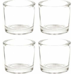 Glazen theelicht/waxinelicht kaarsenhouder - 4x - 6x6 cm - transparant - Waxinelichtjeshouders