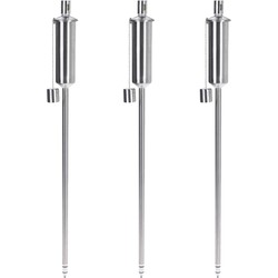 Tuinfakkel - Set van 7x stuks - 115 cm - RVS zilver - glasvezel lont - op lampenolie - Fakkels