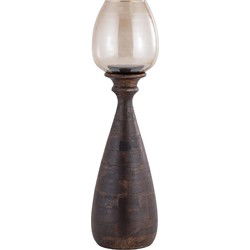 PTMD Windlicht Midi - 17x17x67 cm - Glas - Bruin