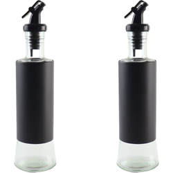 OTIX Olijfolie Fles - Azijnfles - Oliefles - 2 stuks - Zwart - 350ml - Met schenktuit - Glas