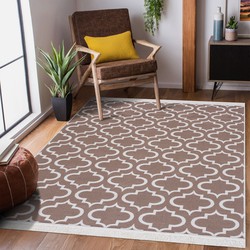 Boho Kelim Dubbelzijdig Wasbaar Vloerkleed Beige Creme- 120x170 CM