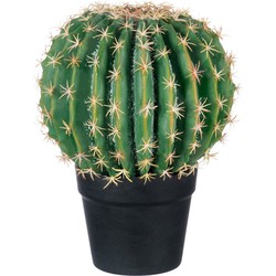 J-line - Cactus+pot Zwart Poly Groen Medium - 25x25x33cm