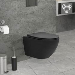 Wandcloset in mat zwart keramiek 53,5 cm lang Randloos met soft-close Luxebath