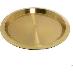 HI Dienblad/serveerblad - RVS - D40 cm - goud - met opstaande rand - Dienbladen