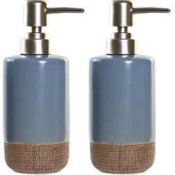 2x stuks zeeppompje/dispenser polystone korenblauw 18 cm - Zeeppompjes