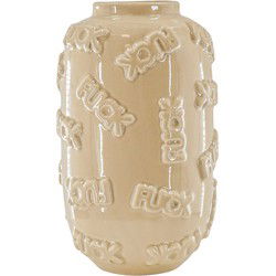 Vase - 'FUCK' - Ceramics - Beige  -  17x17x27cm
