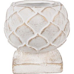 Clayre & Eef Bloempot Ø 14x14 cm Wit Steen
