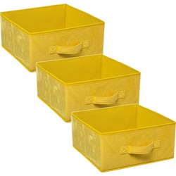 Set van 3x stuks opbergmand/kastmand 14 liter geel polyester 31 x 31 x 15 cm - Opbergmanden