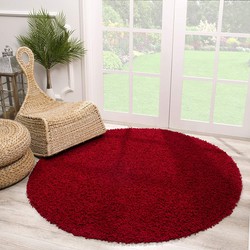 Tapijtenloods Loca Shaggy Rond Vloerkleed Rood Hoogpolig- 150 CM ROND