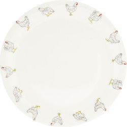 Clayre & Eef Dinerbord  Ø 28 cm Beige Keramiek Rond Kippen Eetbord