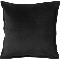 Dutch Decor CAITH - Kussenhoes 50x50 cm - 100% katoen - velvet - lekker zacht - Raven - zwart - Dutch Decor