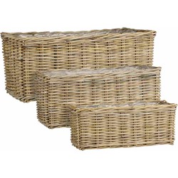 Mica Decorations Mand Marcia - 78x38x34 cm - Rotan - Grijs- Set van 3