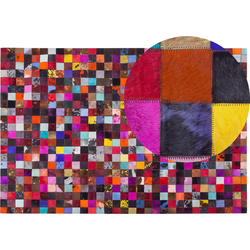 Beliani ENNE - Patchwork-Multicolor-Koeienhuid leer