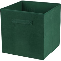 Urban Living Opbergmand/kastmand Square Box - karton/kunststof - 29 liter - donkergroen - 31 x 31 x 31 cm - Opbergmanden