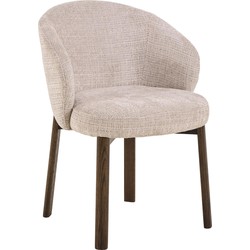 Eetkamerstoel Beige/Walnoot - Zithoogte 47cm - Durin - Set van 2