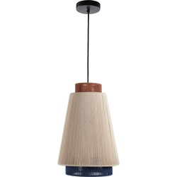 Kave Home - Yuvia katoenen plafondlamp met beige, blauwe en terracotta afwerking