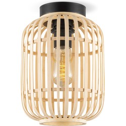 Boheemse stijl Plafondlamp - Bamboe Lampenkap - Cilinder - Beige - Ø21,5 x 30 cm - E27 fitting - Ontworpen voor gebruik in slaapkamers en studeerkamers - met montagetoebehoren