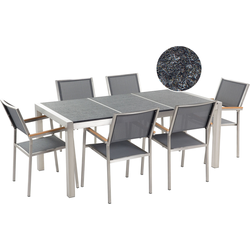 GROSSETO  - Tuinset voor 6 Stoelen - Grafietgrijs - Graniet