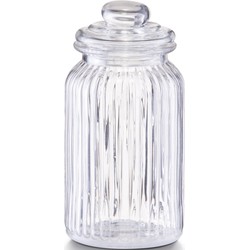 Zeller Voorraadpot - glas - rond - strepen - 1,2L - 11x22 cm - bewaarpot - Voorraadpot