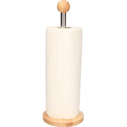 Zeller luxe keukenrolhouder - hout - rond - 12 x 35 cm - keukenpapier houder - Keukenrolhouders
