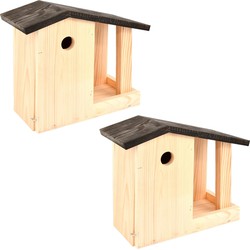 2x Vogelhuisjes / nestkastjes en voedertafel 24,4 cm - Vogelhuisjes