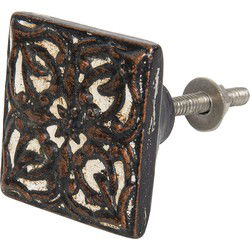 Clayre & Eef Deurknop 4 cm Bruin Beige Kunststof Bloem