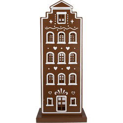 Clayre & Eef Gingerbread house met LED 31x16x75 cm Bruin IJzer Peperkoekhuisje