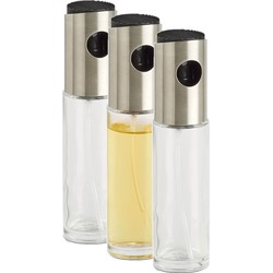 3x Glazen azijn/olie flesjes met verstuiver 100 ml - Olie- en azijnstellen