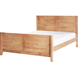 Beliani CHAMPAGNAT - Tweepersoonsbed-Lichte houtkleur-Rubberhout