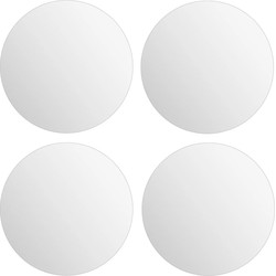 5Five Plak spiegels tegels - 4x stuks - glas - zelfklevend - 30 x 30 cm - rondjes - muur/deur/wand - Spiegels