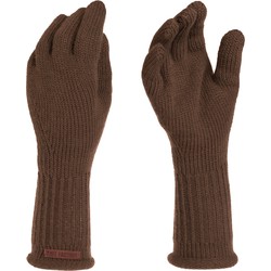 Knit Factory Lana Gebreide Dames Handschoenen - Polswarmers - Tobacco - One Size