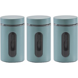 Zeller Voorraadpot venster - 4x - eucalyptus groen - 900ml - H18 cm - Voorraadblikken