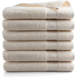 DoubleDry Handdoeken Set 70 x 140 cm - 6 stuks - 100% zacht katoen 500 g/m2 - 6x Nature Crème