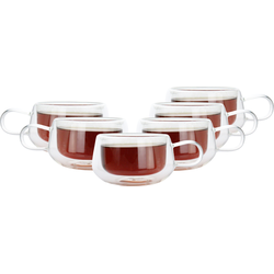 OTIX Dubbelwandige Koffieglazen - met Oor - Set van 6 - Theeglazen - Transparant - 280ml