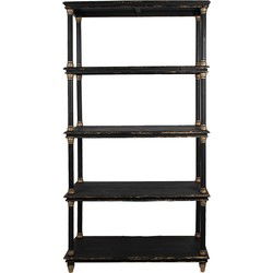 Clayre & Eef Boekenkast 110x40x210 cm Zwart Hout Vakkenkast