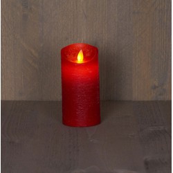 4 stuks - Batterijverlichting kaars wax rustiek bewegende vlam 7,5x15cm rood 3xaaa/timer