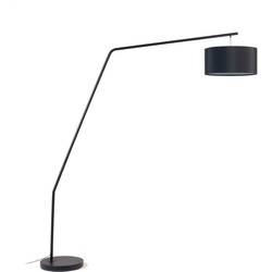 Kave Home - Vloerlamp Ciana metaal met zwarte finish en katoenen kap