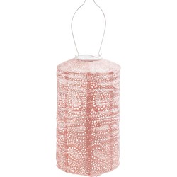 Solar lampion cylinder paisley 18 cm roze