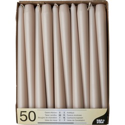 50x stuks dinerkaarsen taupe bruin 25 cm - Dinerkaarsen