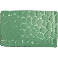 Badkamerkleedje/badmat tapijt - kiezel motief - vloermat - groen - 50 x 80 cm - laagpolig - Badmatjes