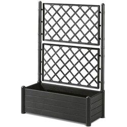 Rechthoekige bloembak met latwerk - Houtafwerking - 100 x 43 x H 142 cm - 80 L - grafiet