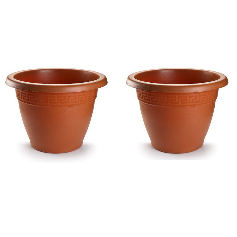 Plasticforte Plantenpot - 2x - terracotta bruin - 45x38 cm - kunststof - Plantenpotten - 