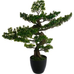 Atmosphera bonsai boom - in keramische pot - 80 cm - kunstplant - groen - Kunstplanten