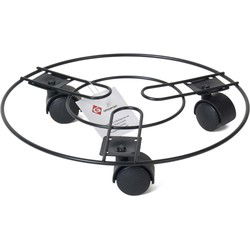 Gerimport Planten trolley/multiroller - rond - zwart - metaal - 23 cm - Planten onderzetter