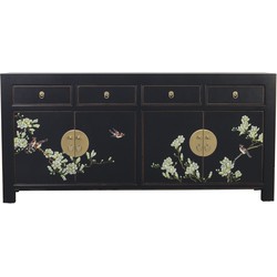 Fine Asianliving Chinese Dressoir Onyx Zwart Handbeschilderd -