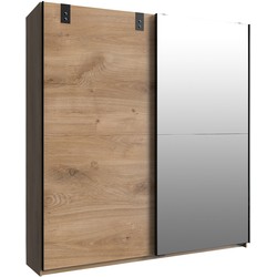 Kledingkast 2 schuifdeuren 1 spiegeldeur + 1 eiken deur - L180 cm