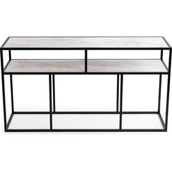 Stalux Side-table 'Teun' 150cm, kleur zwart / wit marmer