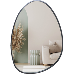 MISOU Ovale Spiegel - Organische - Asymmetrische - Wandspiegel - Zwart - 55x1,6x75cm - Wanddecoratie - Miroir Mural - AURORA