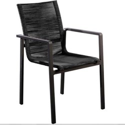 Ishi stackable dining chair alu black/rope black
