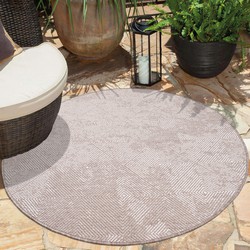 Tapijtenloods Duo Binnen en Buiten Vloerkleed Dubbelzijdig Outdoor Laagpolig Tapijt Beige- 120 CM ROND